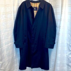 Vintage Burberrys’ Burberry Men’s Long Trench Coat Button Down Jacket Blue